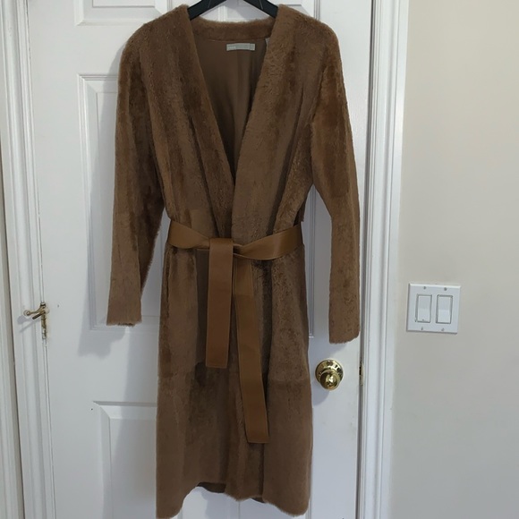 Vince NWT Real Shearling Reversible Belted Long Coat - Picture 2 of 15